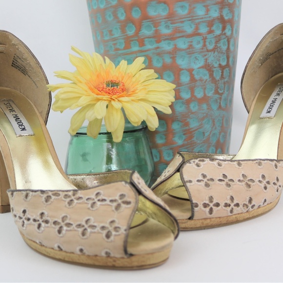STEVE MADDEN d'Orsay Blush/Cream Peep Toe  - 8.5M - Picture 3 of 8